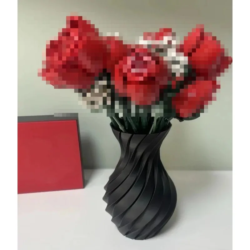 3D Printing Lego Bricks - 1pc 花瓶レゴブーケ用バラ花花束ビルディングブロックモデルレンガ花瓶ディスプレイ DIY おもちゃ子供のためのギフト