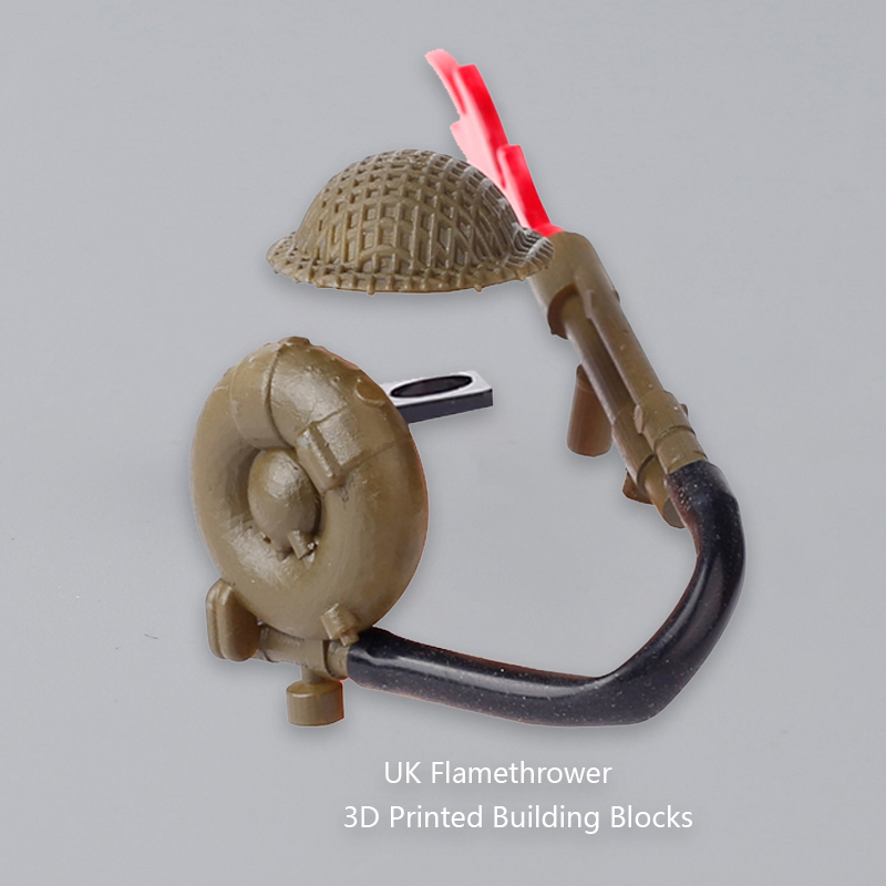 3D Printing Lego Bricks - Moc ww2ミリタリーブリチMK-IIフレームスローワー3Dプリントビルディングブロックキット、ヒッチアクセサリー、武器、ヘルメット、ヘルメット、レンガのおもちゃ
