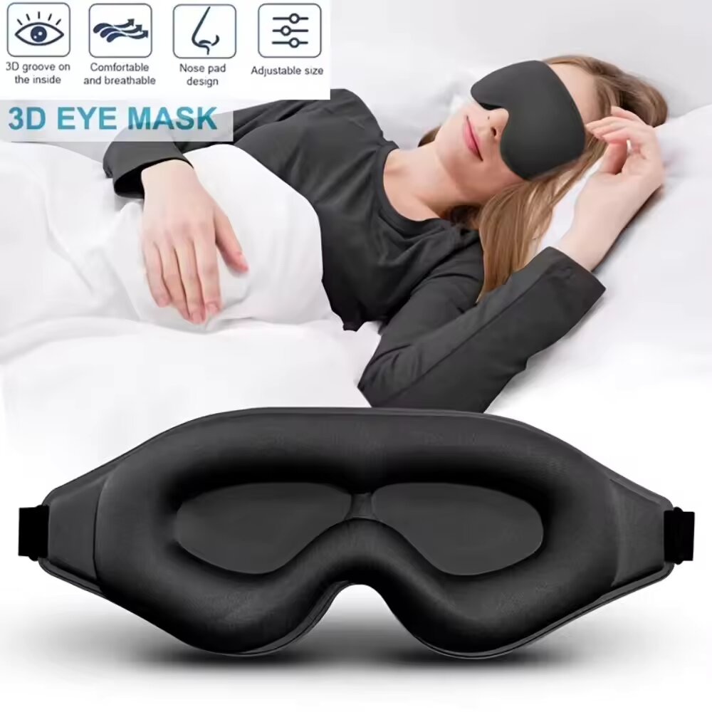 3D Printing Mask - 3Dアイマスク。鼻当て付きで快適かつ通気性に優れた睡眠用アイマスク。サイズ調整可能で、睡眠時、旅行時、昼寝時に最適。遮光性も高い。