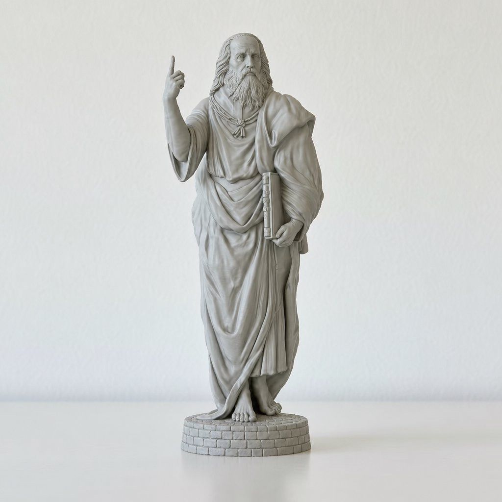 3D Printing Guide - プラトン像。古代ギリシャの哲学者をモチーフにした彫刻コレクション。3Dプリントで作成された、塗り絵ができる組み立て式ミニチュアモデル。