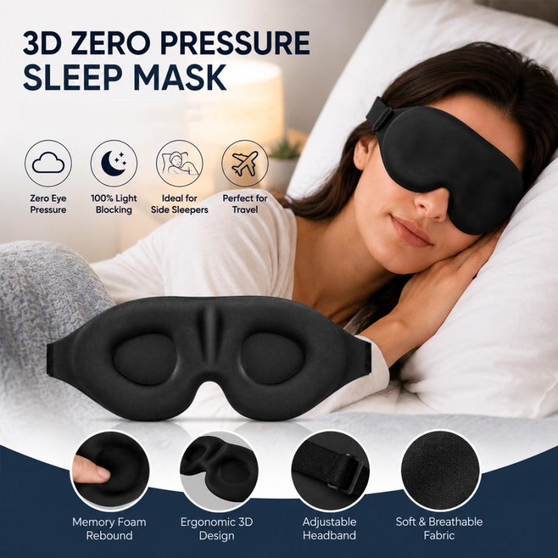 3D Printing Mask - 3D睡眠アイマスク 快適な遮光アイシェード メモリーフォーム 目に圧迫しない ソフトで通気性のある目隠し 旅行や昼寝に