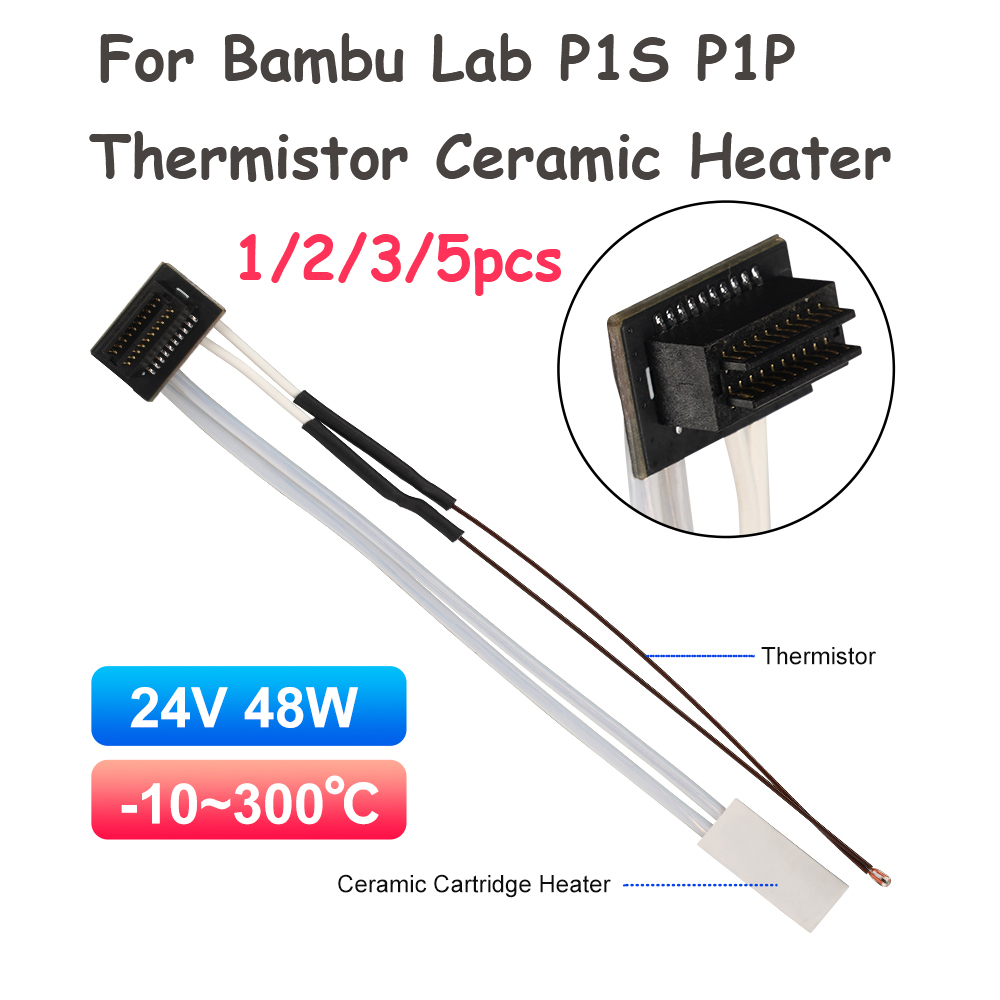 3D Printing Bambu Lab - Bambu Lab P1S P1P用サーミスターセラミックカートリッジヒーター、3Dプリントホットエンド用、TZホットエンド加熱ブロック、3Dプリンター部品