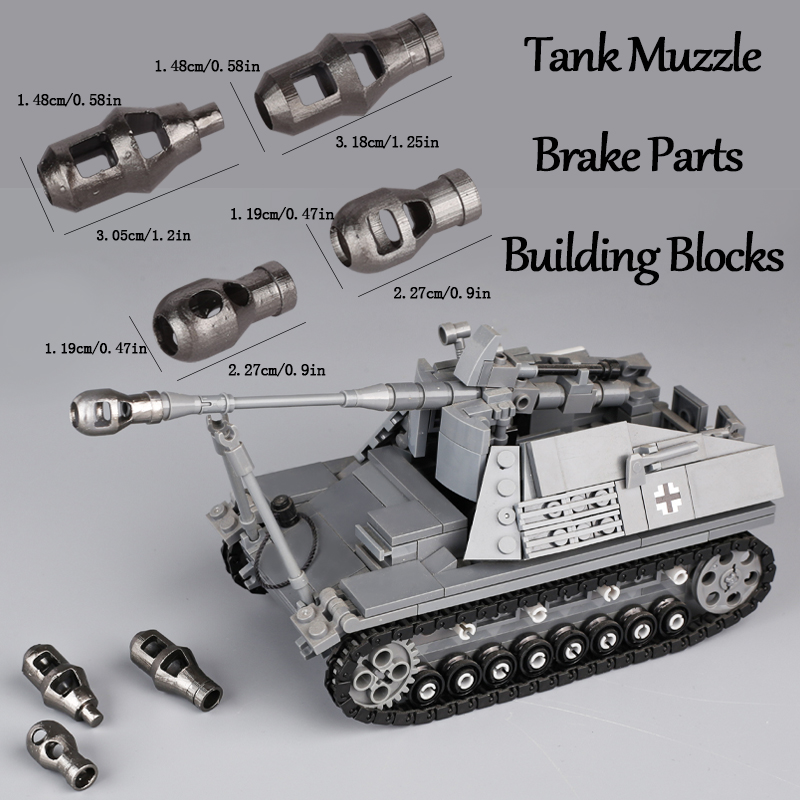 3D Printing Lego Bricks - MOC-軍用戦車のビルディングブロック,3D印刷された銃口,ブレーキパーツ,軍隊,装甲車,武器,銃のレンガ,子供のおもちゃ,ww2