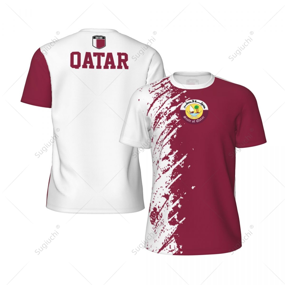 限定デザイン カタール国旗柄 3Dプリント メンズ ランニン - 3D Printing Qatar のレビューと価格