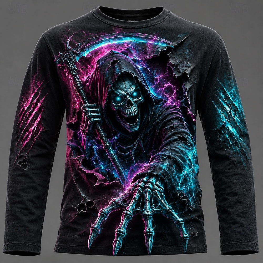 ハロウィン男性 3D グラフィックプリント長袖 Tシャツゴシ - 3D Printing Custom のレビューと価格
