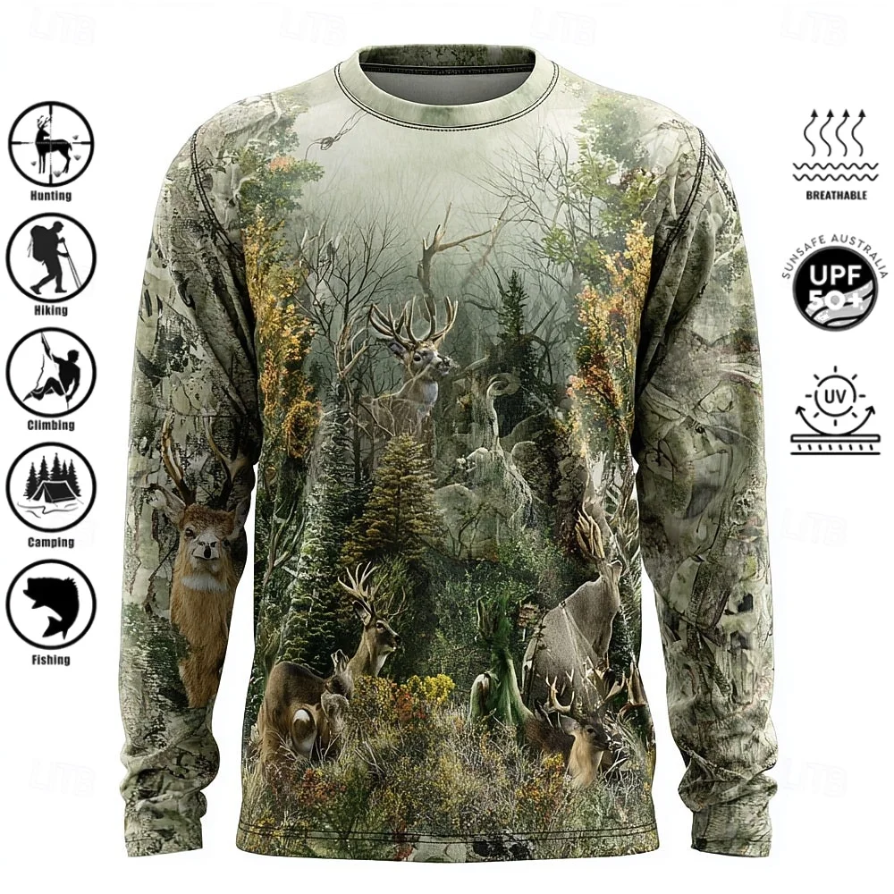 メンズ長袖Tシャツ、ポリエステル素材、3Dプリント迷彩柄、U - 3D Printing Custom のレビューと価格