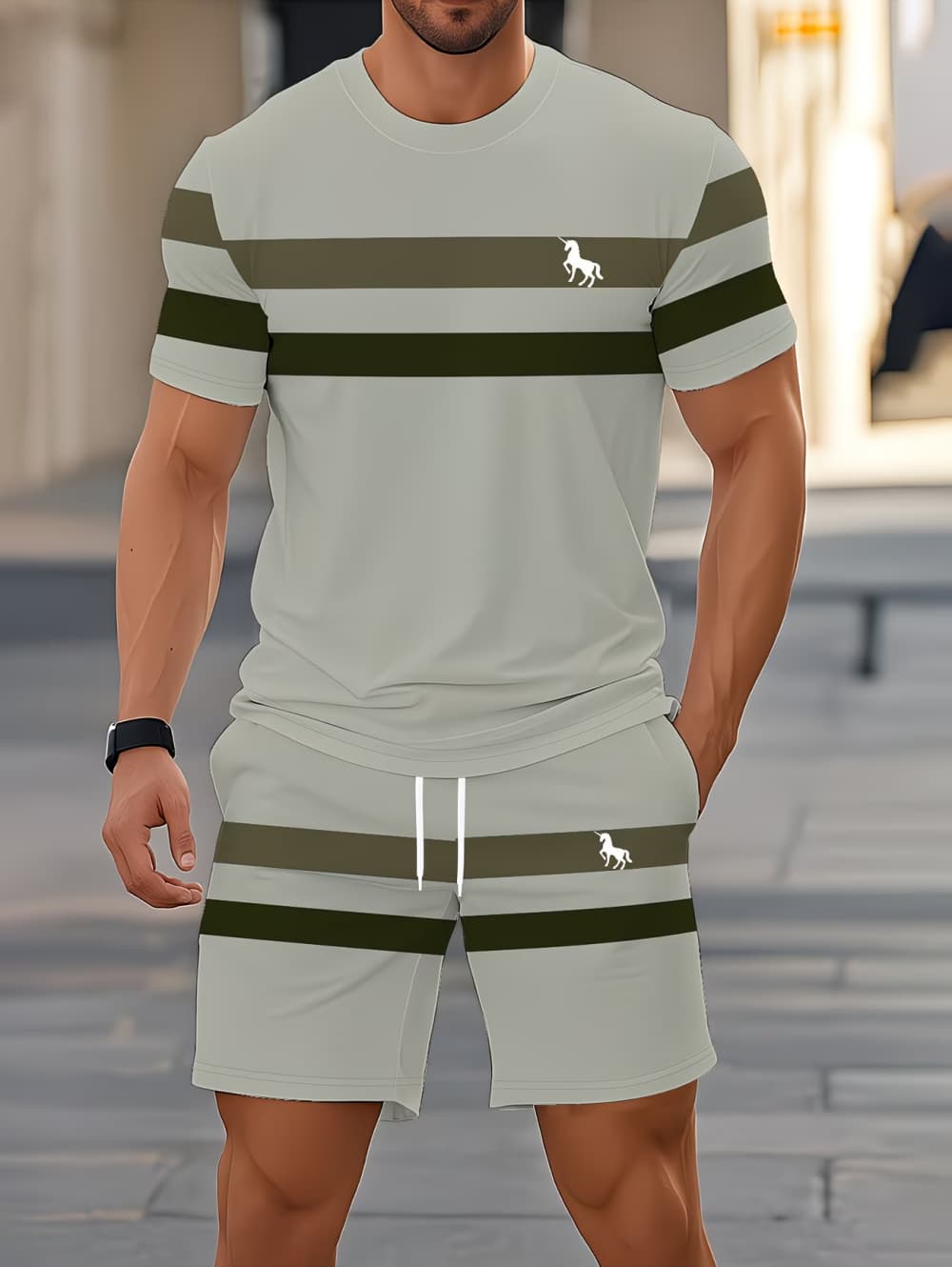 メンズサマーセット面白い3Dストライププリント半袖Tシャツ+ - 3D Printing Custom のレビューと価格