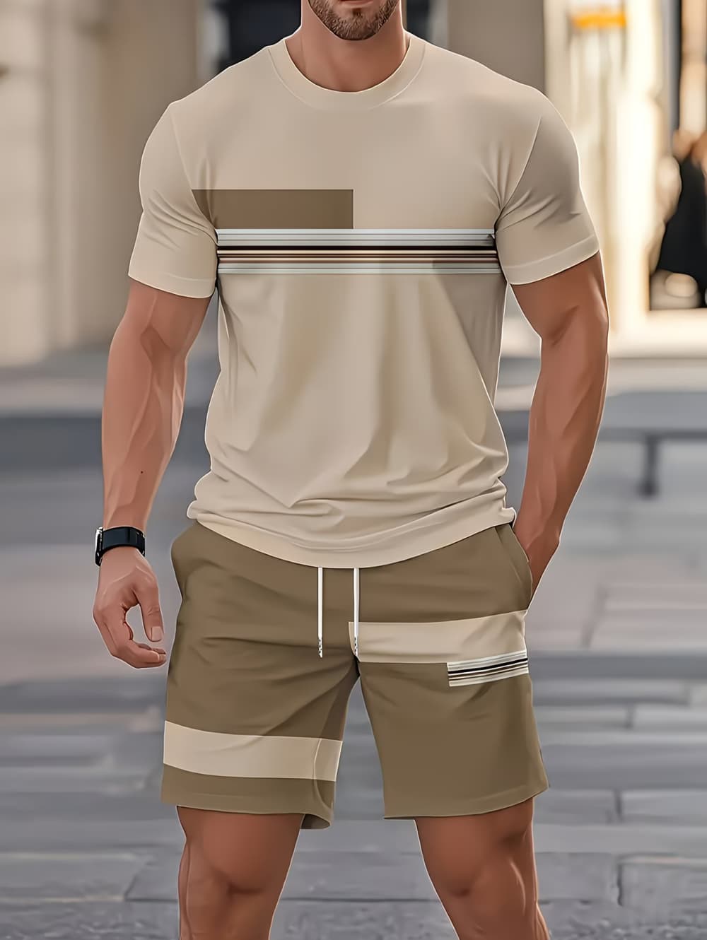 メンズサマーセット面白い3Dストライププリント半袖Tシャツ+ - 3D Printing Custom のレビューと価格